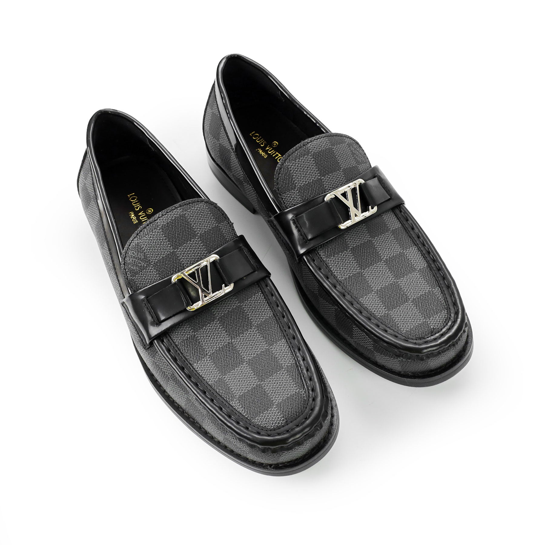 louis vuitton grey chequered premium quality loafer louis vuitton grey chequered premium quality loafer