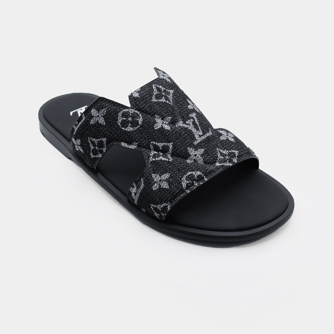 01 LV Black High Quality Printed Oasis Denim Leather slipper - Image 3