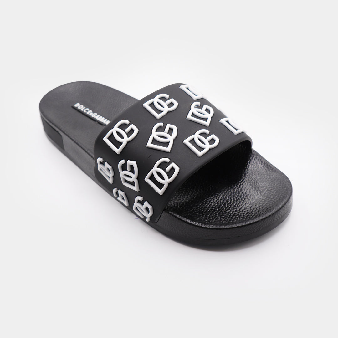 d&g all over logo embellished premium quality black medicated soft slipper d&g all over logo embellished premium quality black medicated soft slipper
