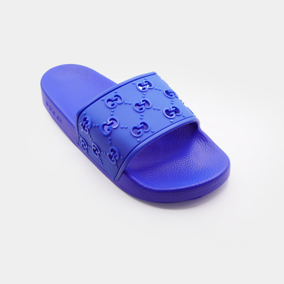 gucci all over logo embellished premium quality blue medicated soft slipper gucci all over logo embellished premium quality blue medicated soft slipper