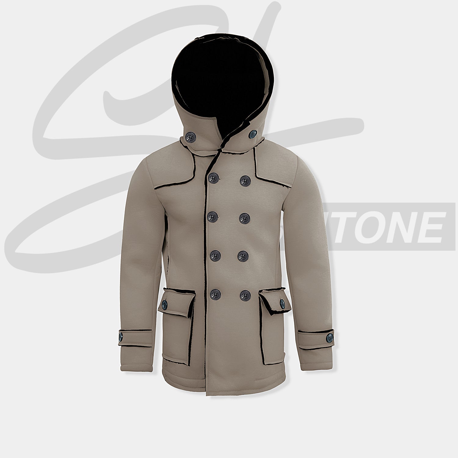 04 Premium Quality italian Breasted Slim Fit Winter Hooded Jacket