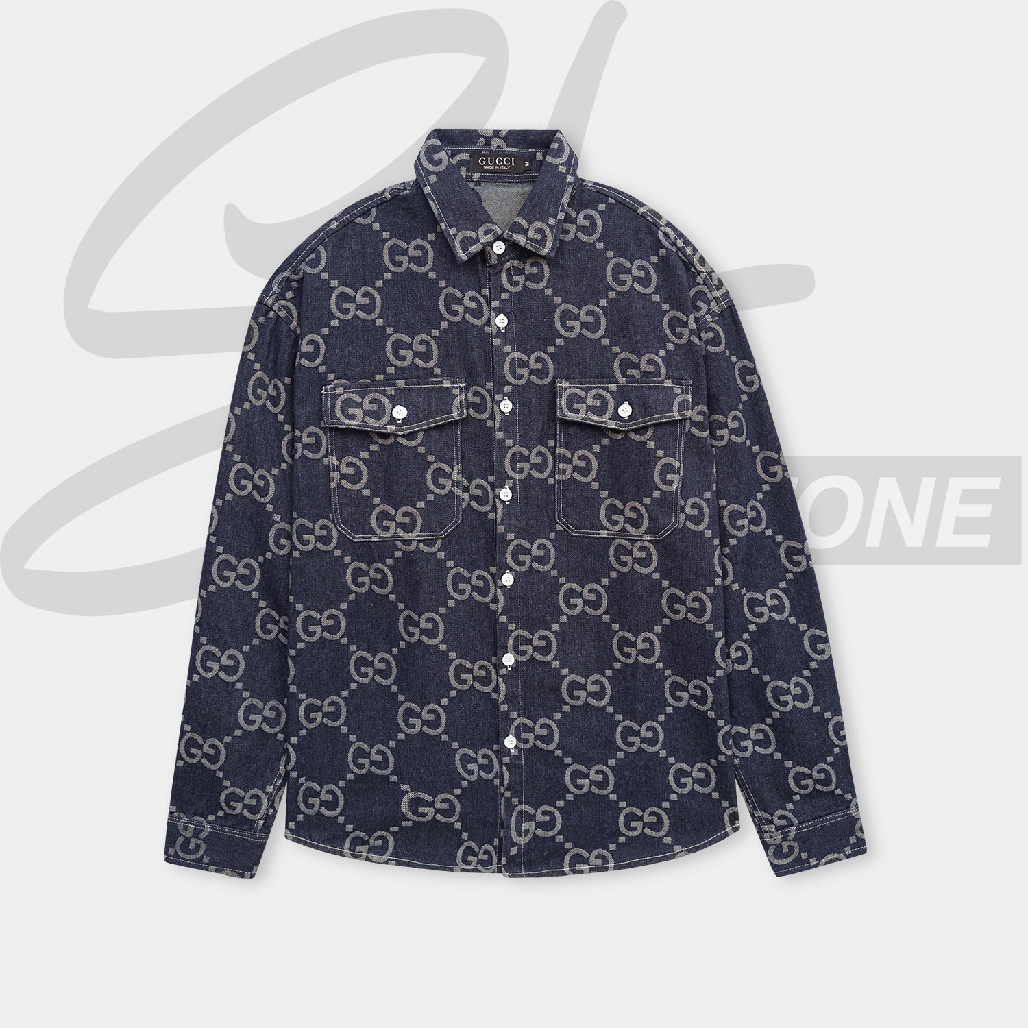 gucci premium quality all over printed denim casual shirt gucci premium quality all over printed denim casual shirt