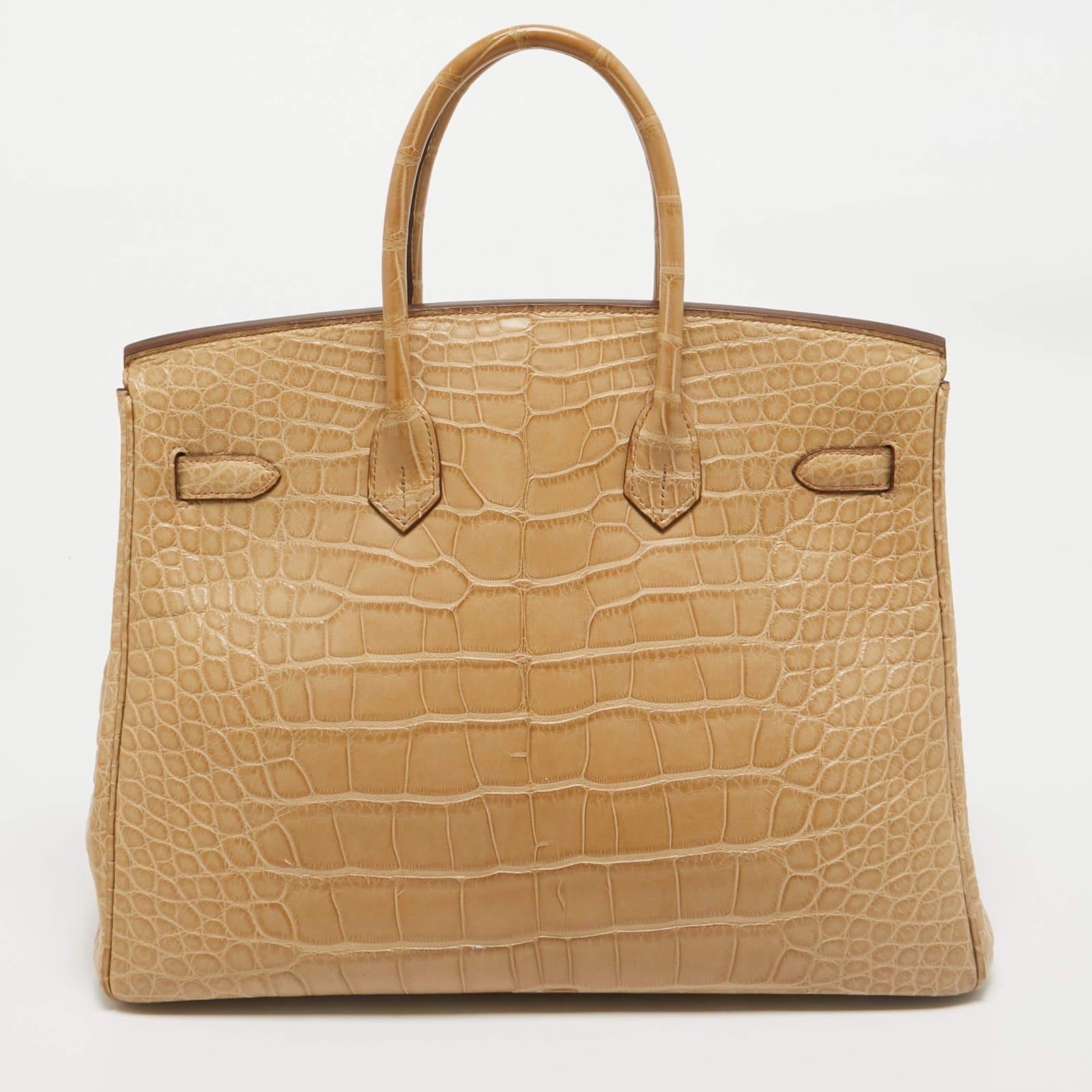 hermès birkin 35 desert sand gold beige crocodile leather bag hermès birkin 35 desert sand gold beige crocodile leather bag