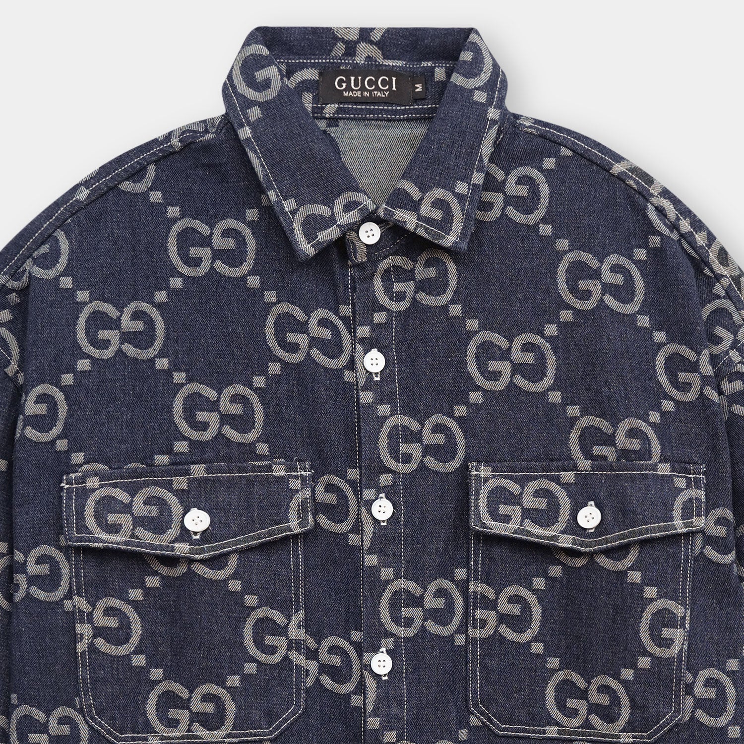 gucci premium quality all over printed denim casual shirt gucci premium quality all over printed denim casual shirt