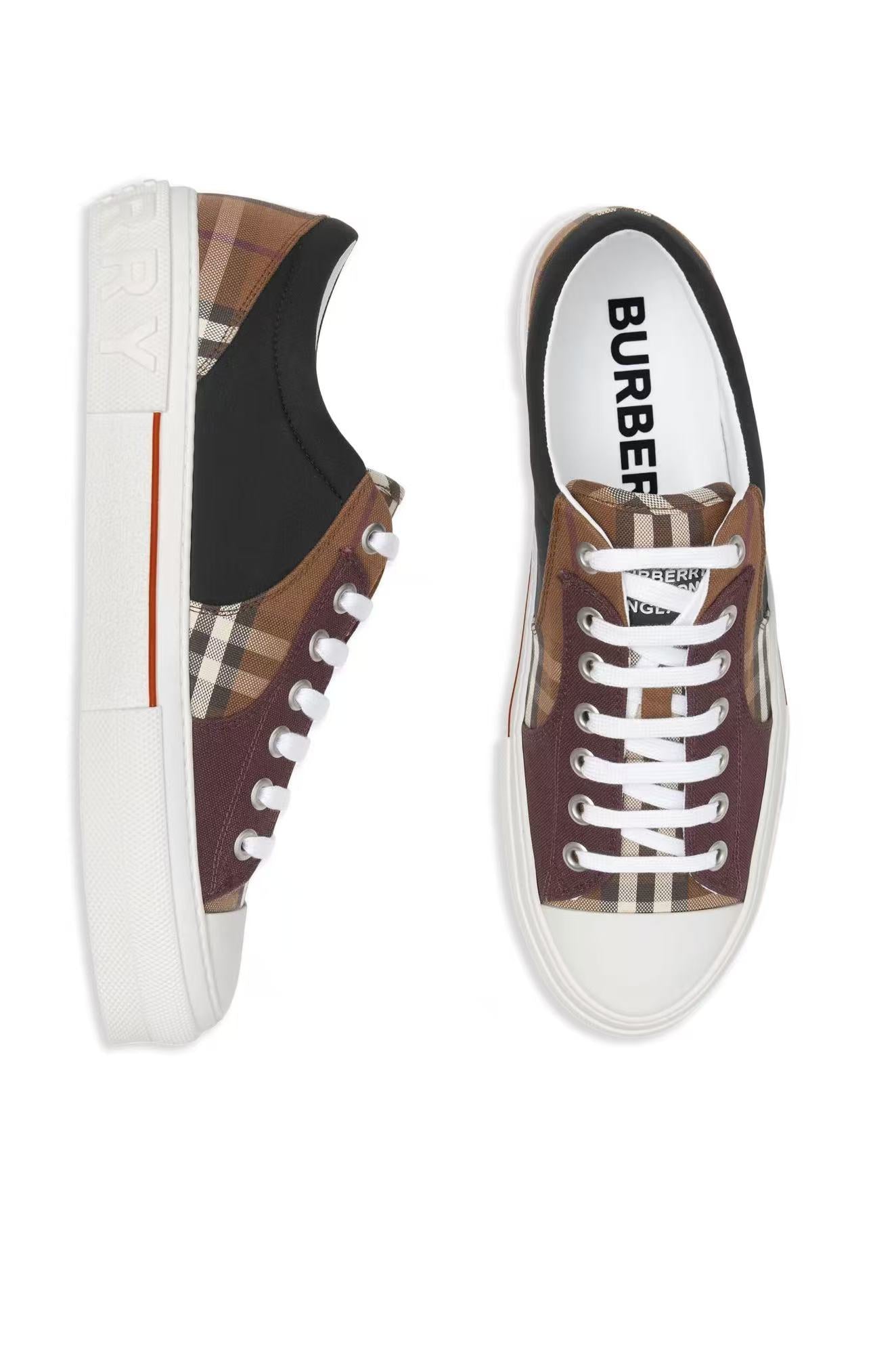 burberry premium white, apricot & brown low top sneakers burberry premium white, apricot & brown low top sneakers
