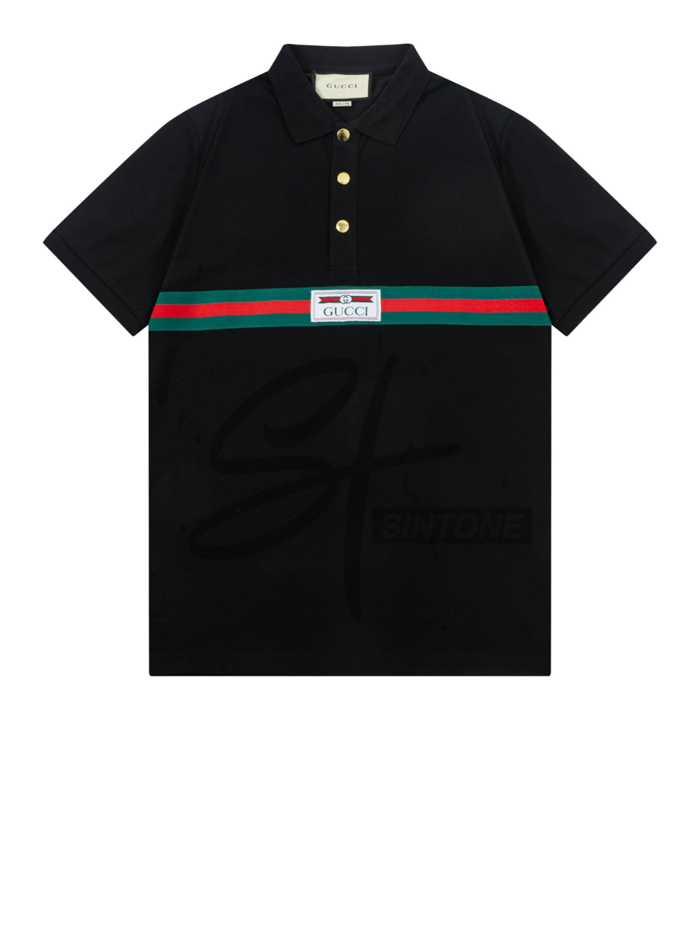 gucci web stripe black cotton polo shirt gucci web stripe black cotton polo shirt