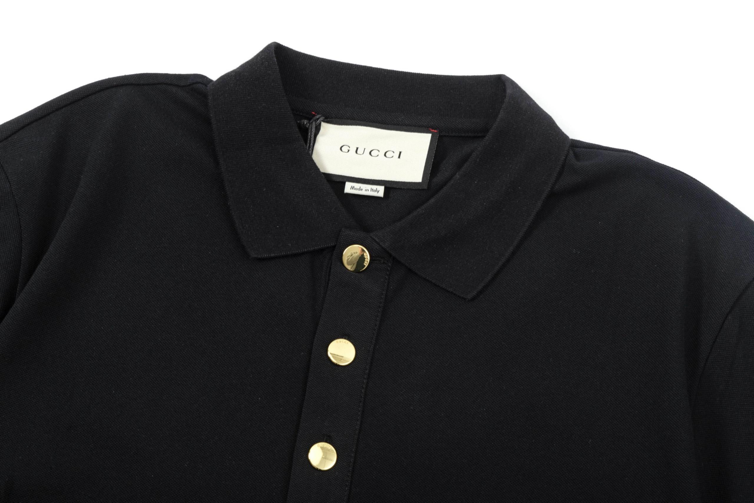 gucci web stripe black cotton polo shirt gucci web stripe black cotton polo shirt
