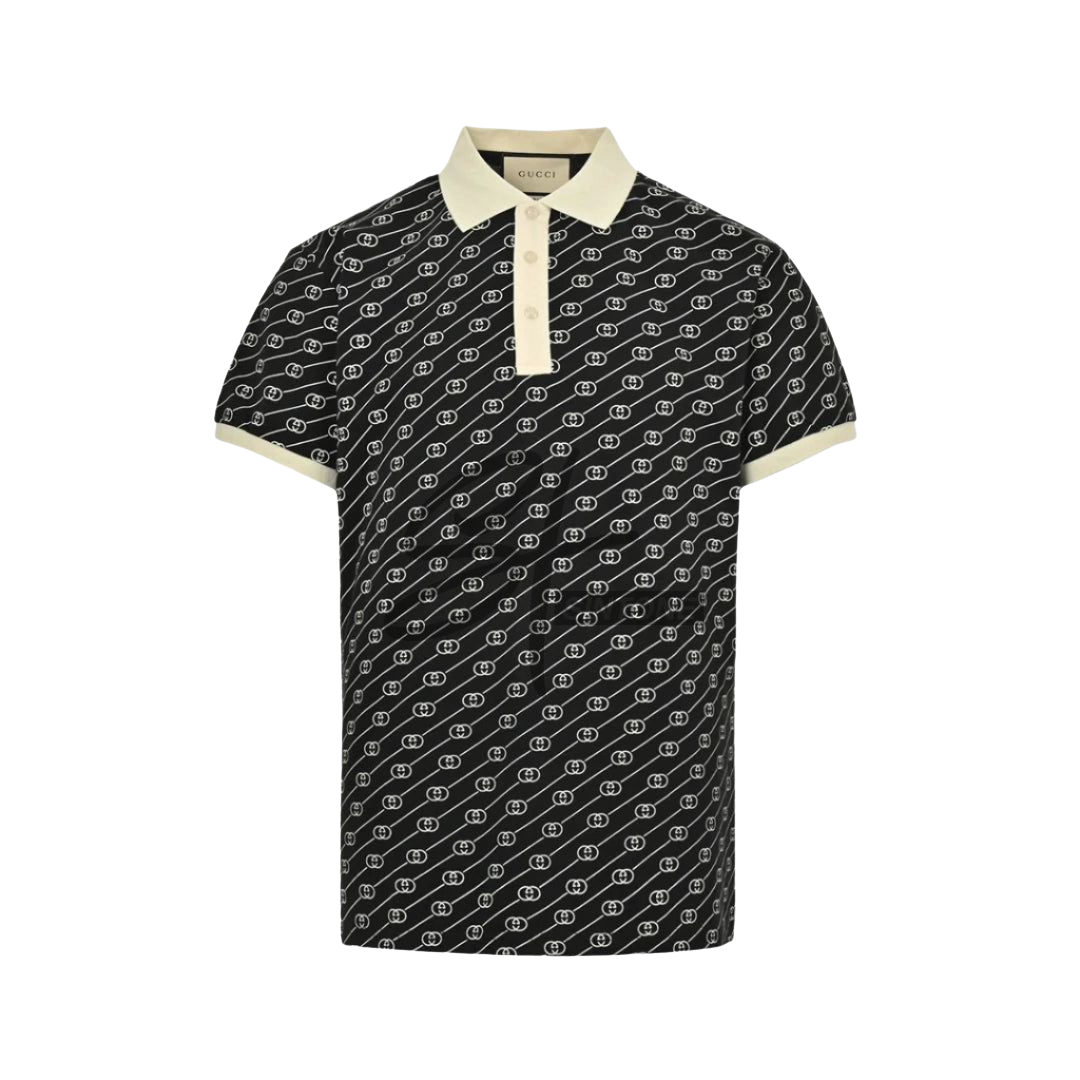 gucci black gg pattern polo shirt gucci black gg pattern polo shirt