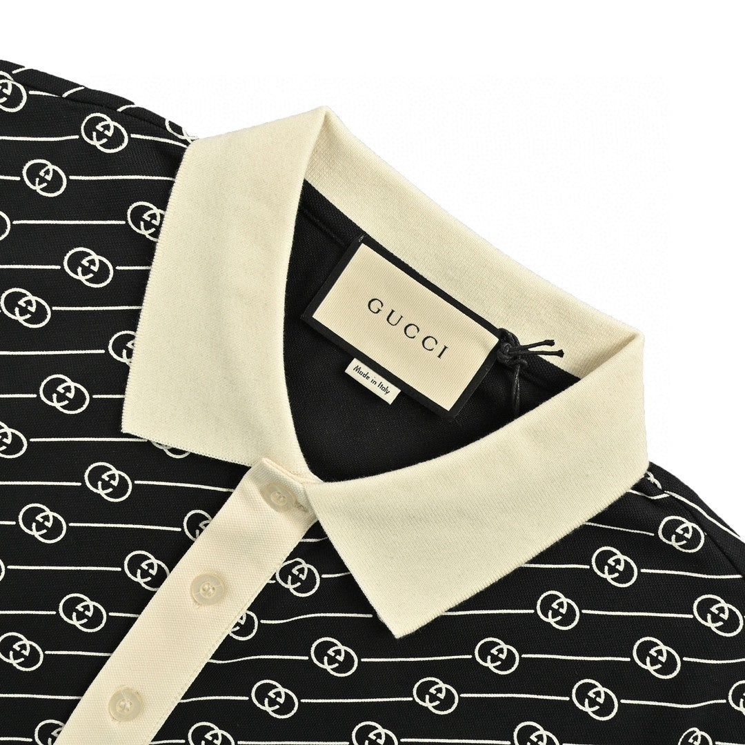 gucci black gg pattern polo shirt gucci black gg pattern polo shirt
