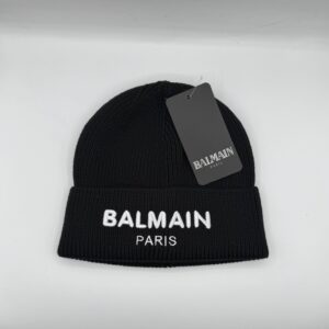balmain paris black knitted beanie