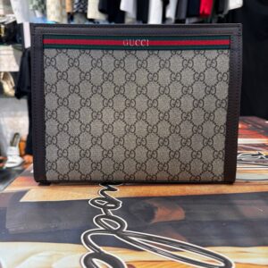 grey & black checkered hand pouch