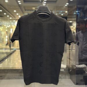 louis vuitton men's black monogram embossed cotton luxury t shirt