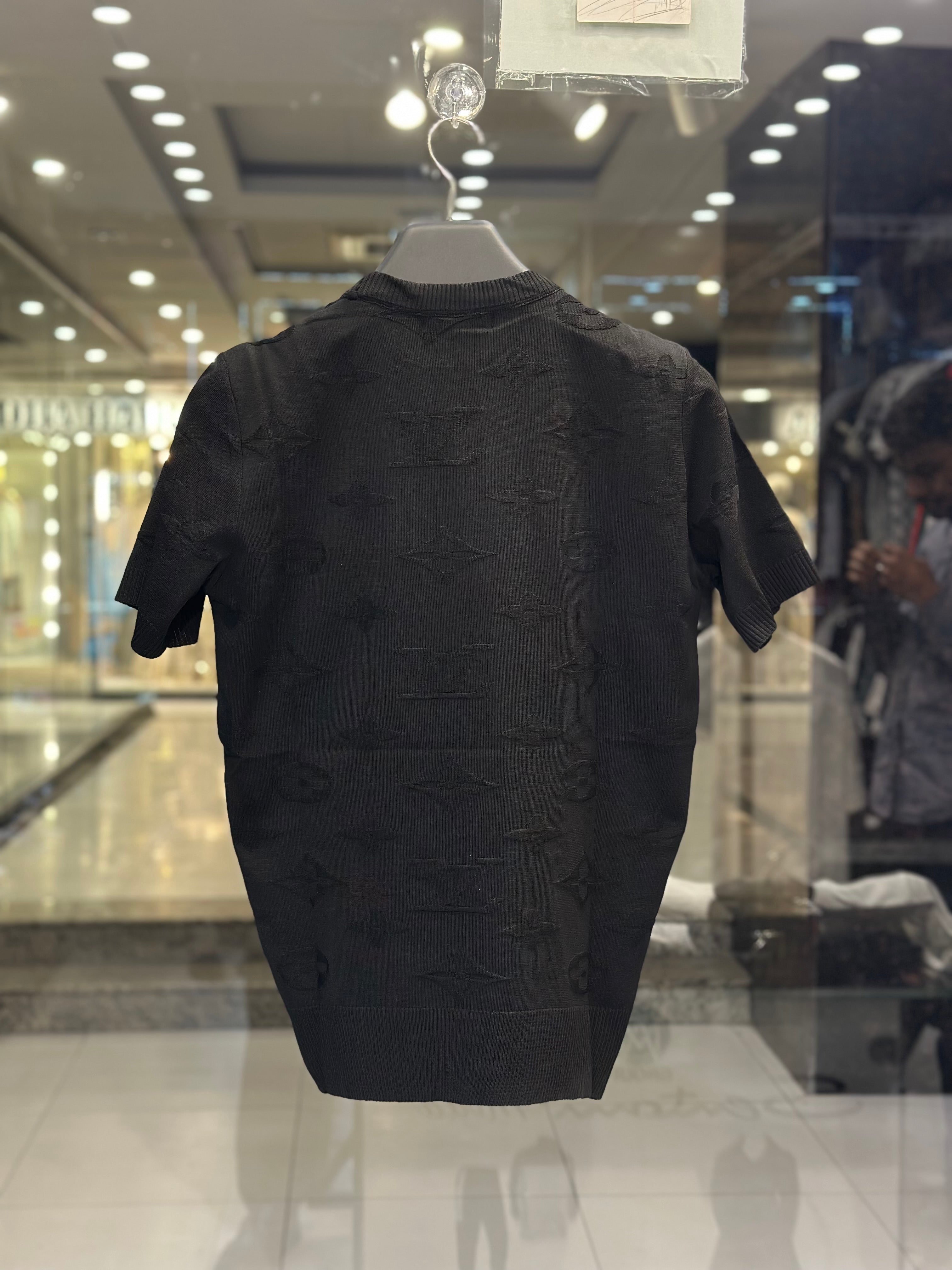 louis vuitton men's black monogram embossed cotton luxury t shirt louis vuitton men's black monogram embossed cotton luxury t shirt