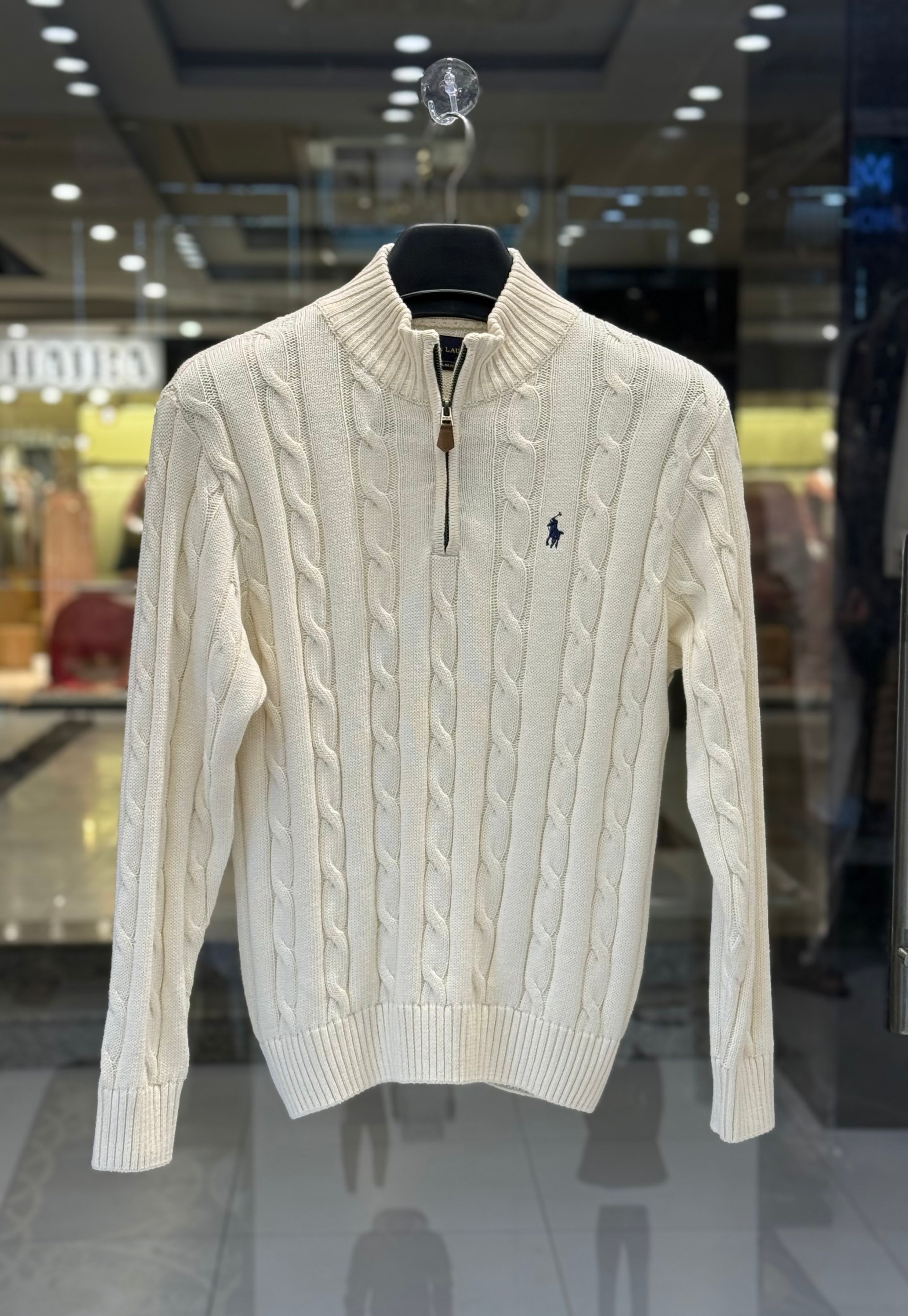 IMG_0514 Men’s Premium Cable-Knit Half Zip Sweater