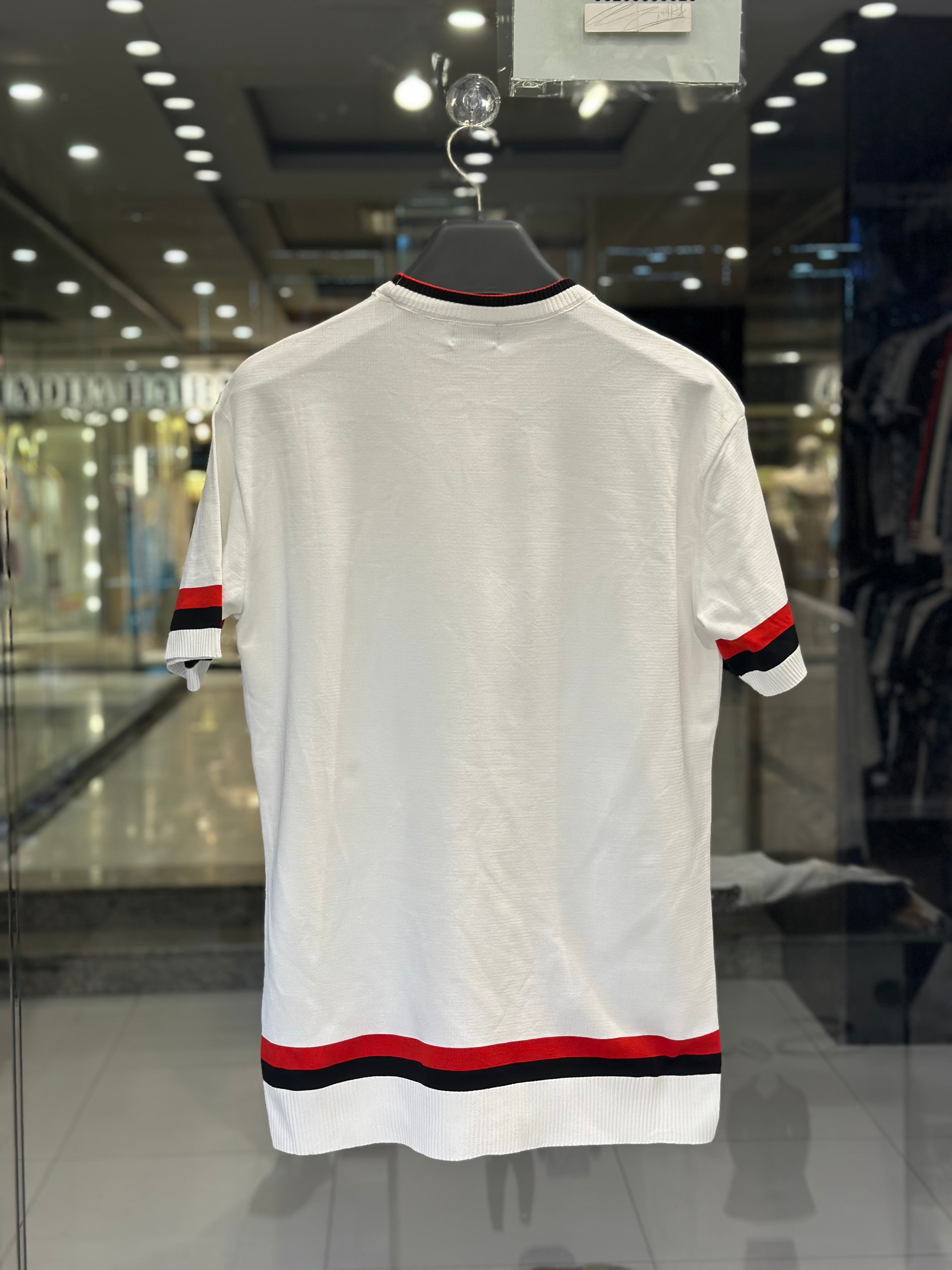 lacoste men's white cotton t shirt with contrast stripes lacoste men's white cotton t shirt with contrast stripes
