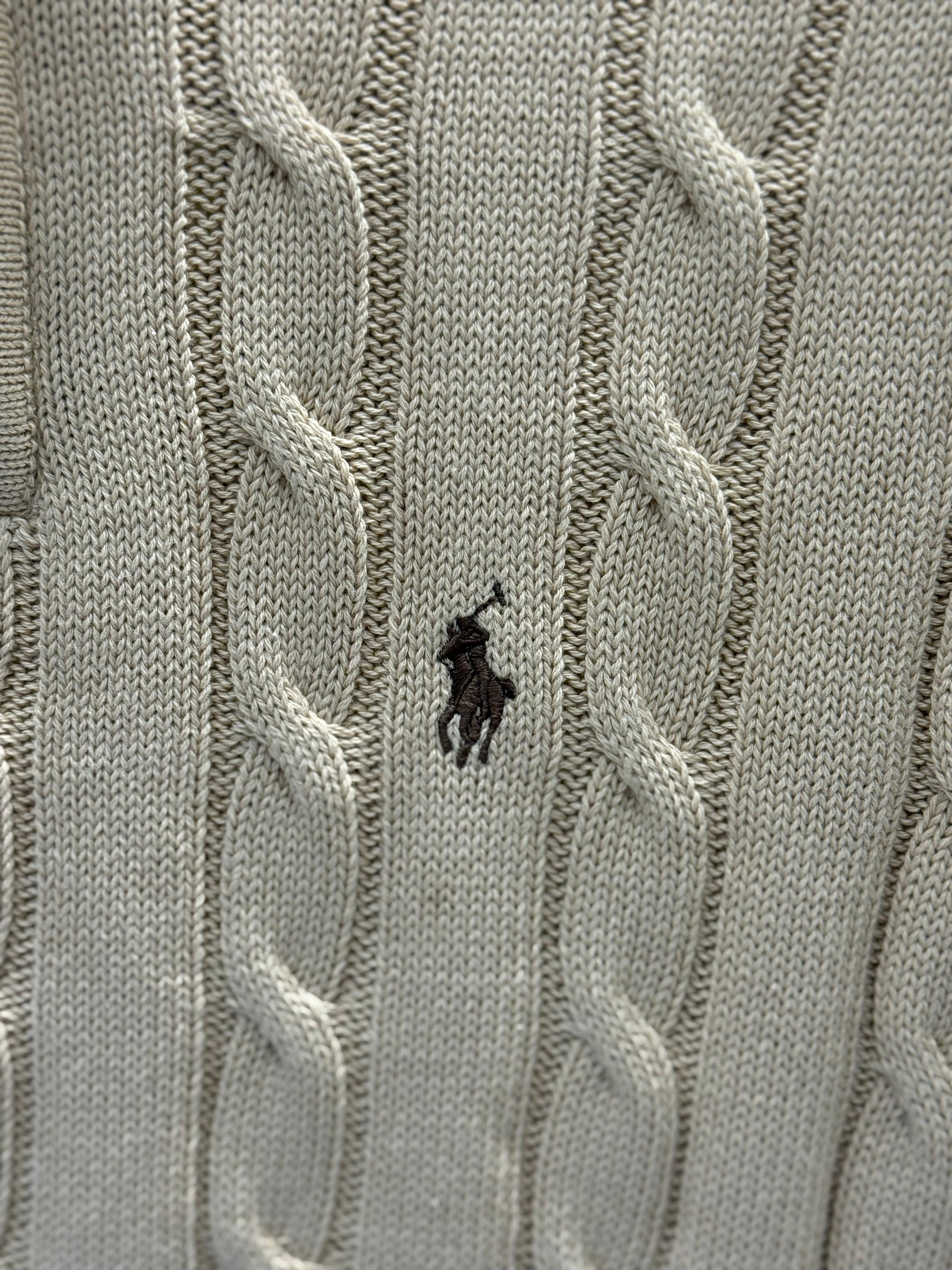 IMG_0526 Men’s Brown Cable-Knit Half Zip Sweater - Image 3