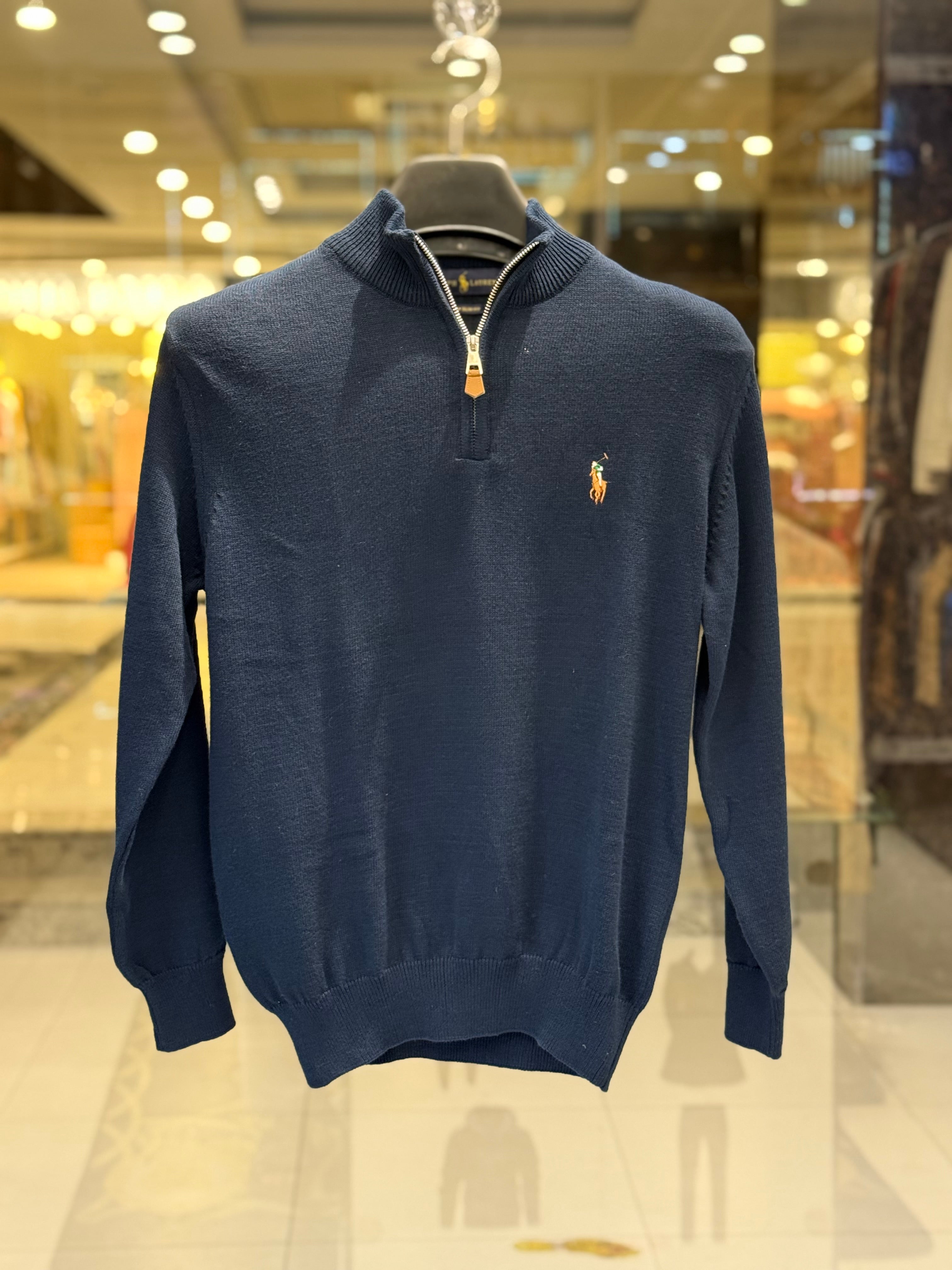 IMG_0552 Premium Men's Navy Blue Half-Zip Pullover