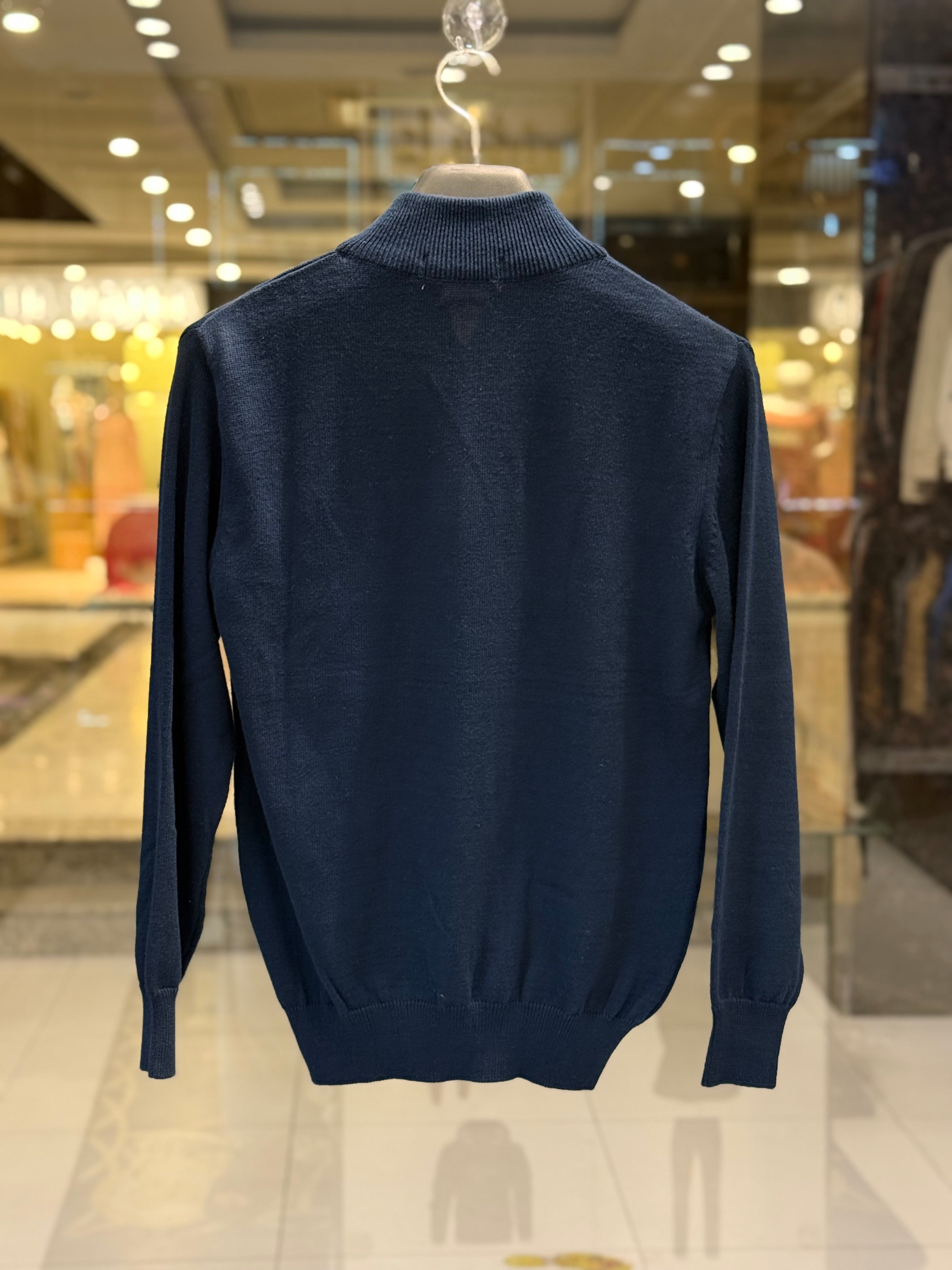 IMG_0555 Premium Men's Navy Blue Half-Zip Pullover - Image 4