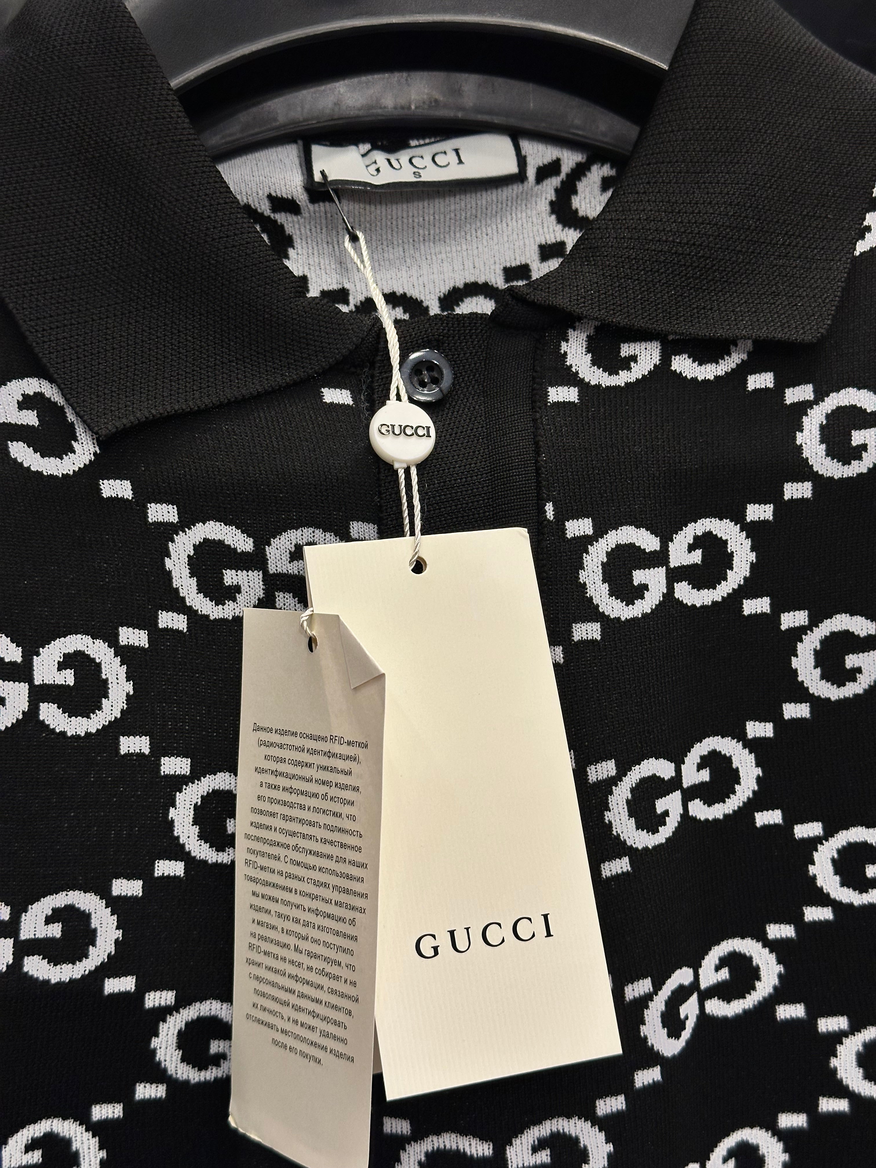 gucci men's black knit polo with white gg monogram gucci men's black knit polo with white gg monogram