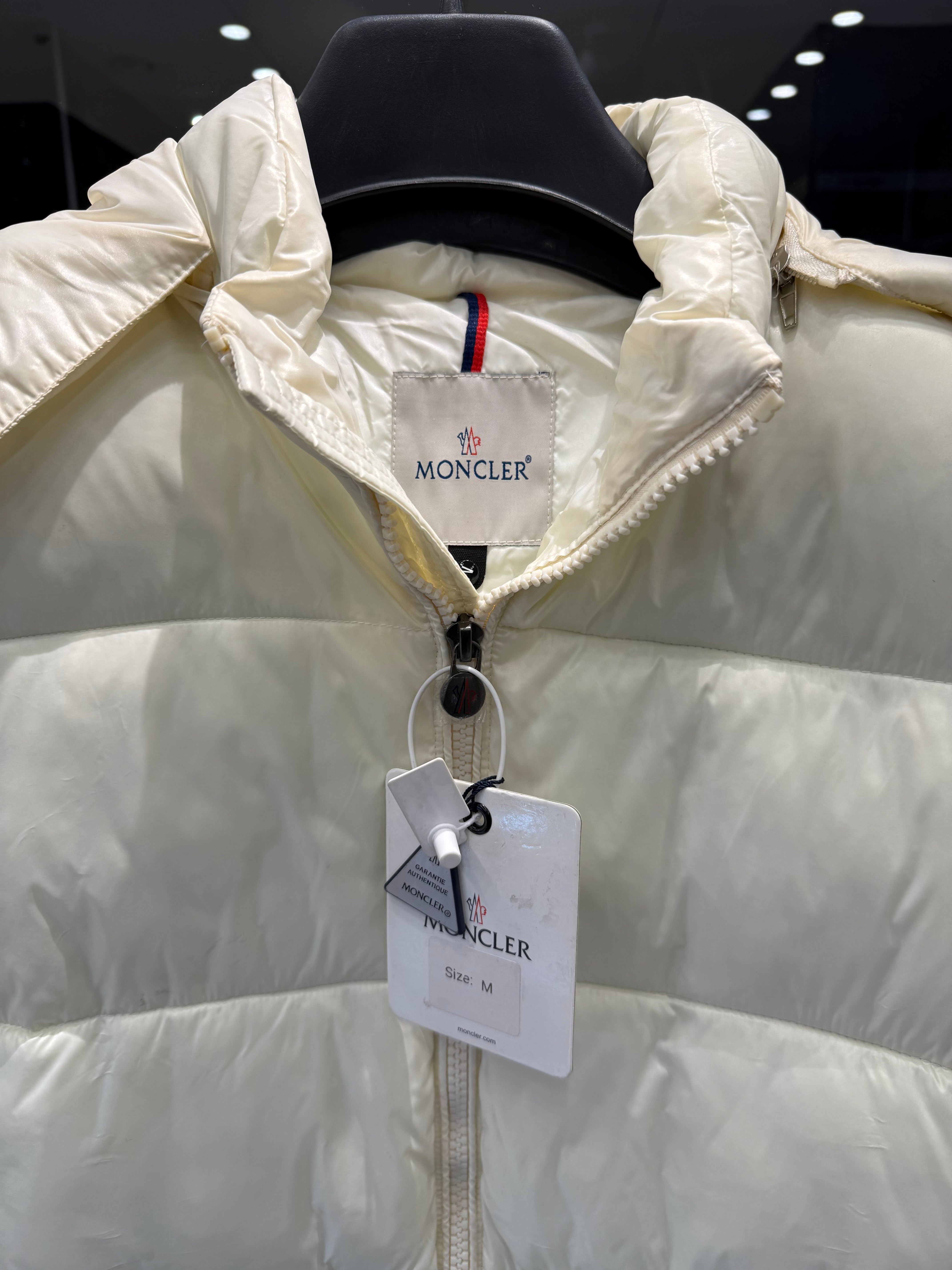IMG_0821 Premium Moncler Ivory Cream Hooded Puffer Jacket - Image 5