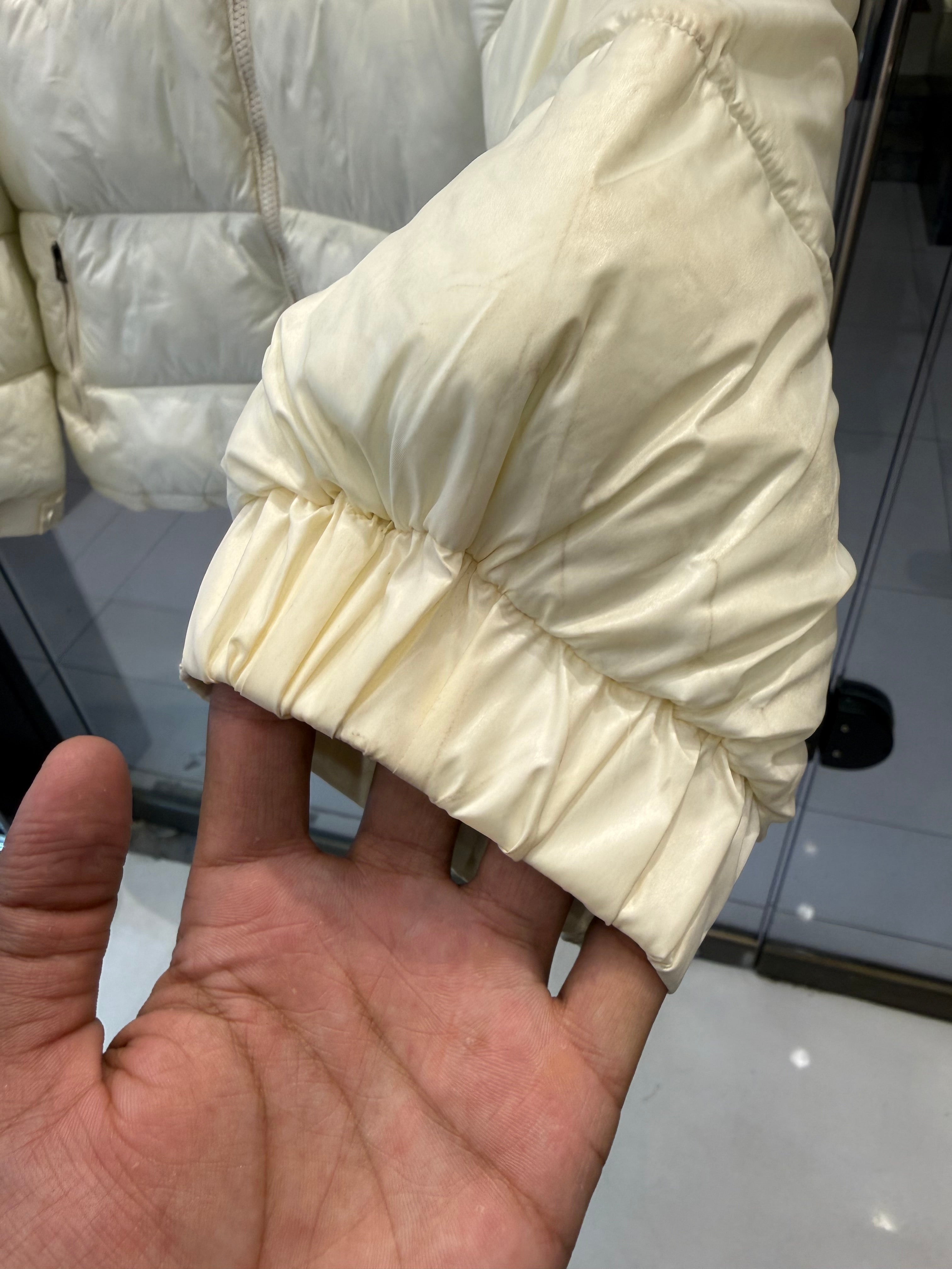 IMG_0823 Premium Moncler Ivory Cream Hooded Puffer Jacket - Image 3