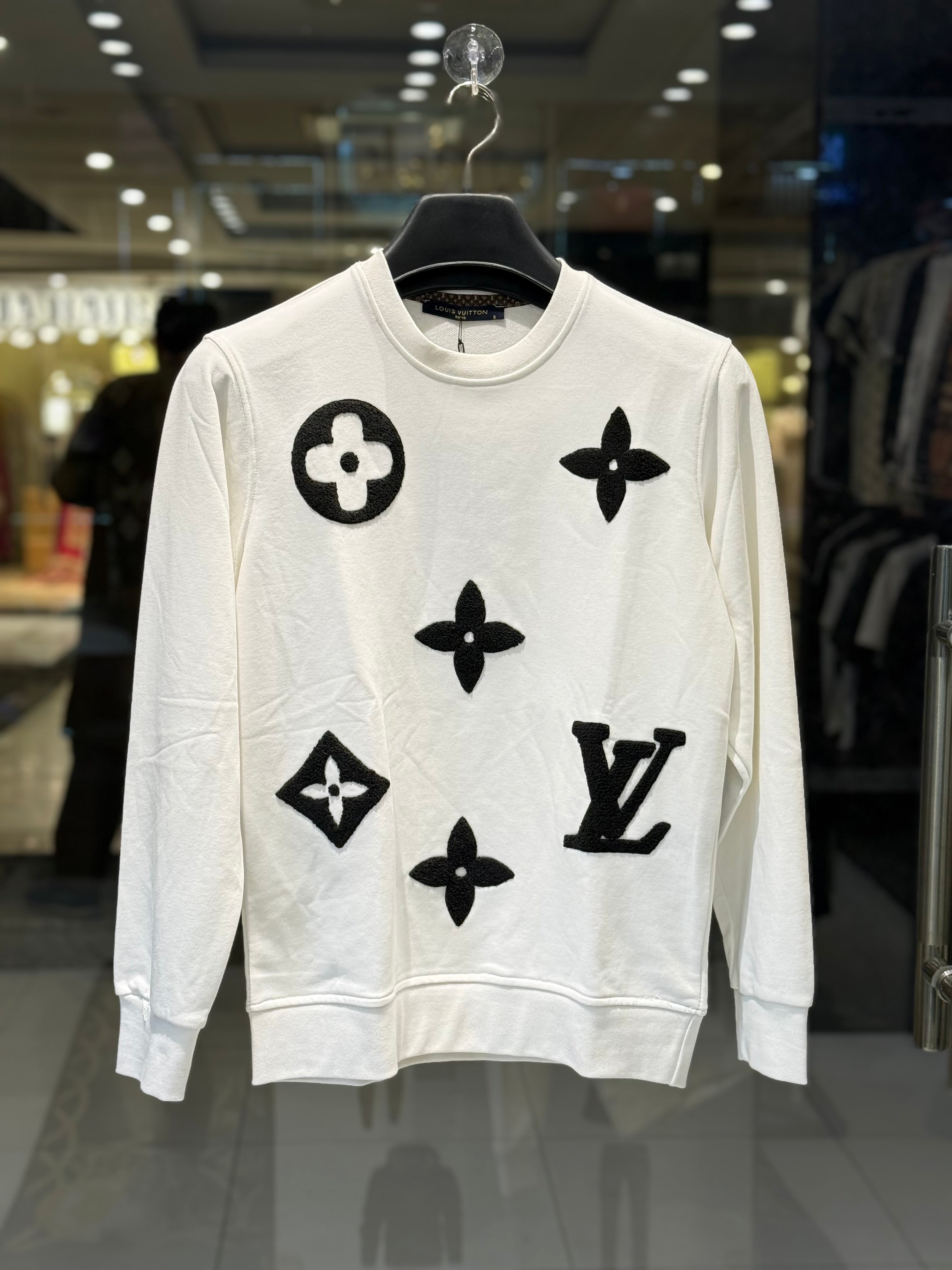 IMG_0951 LV-inspired Premium White Sweatshirt