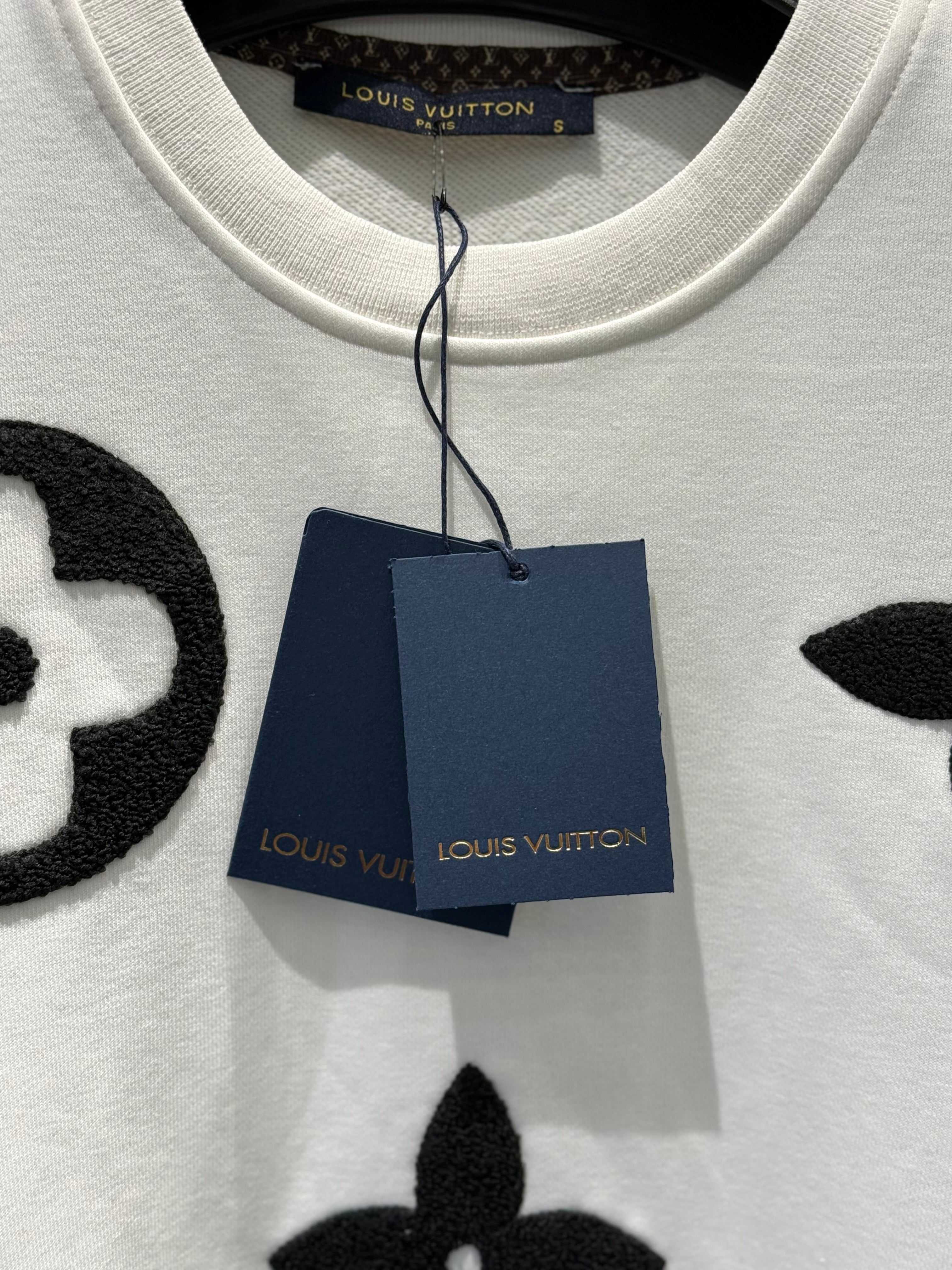 IMG_0955 LV-inspired Premium White Sweatshirt - Image 2