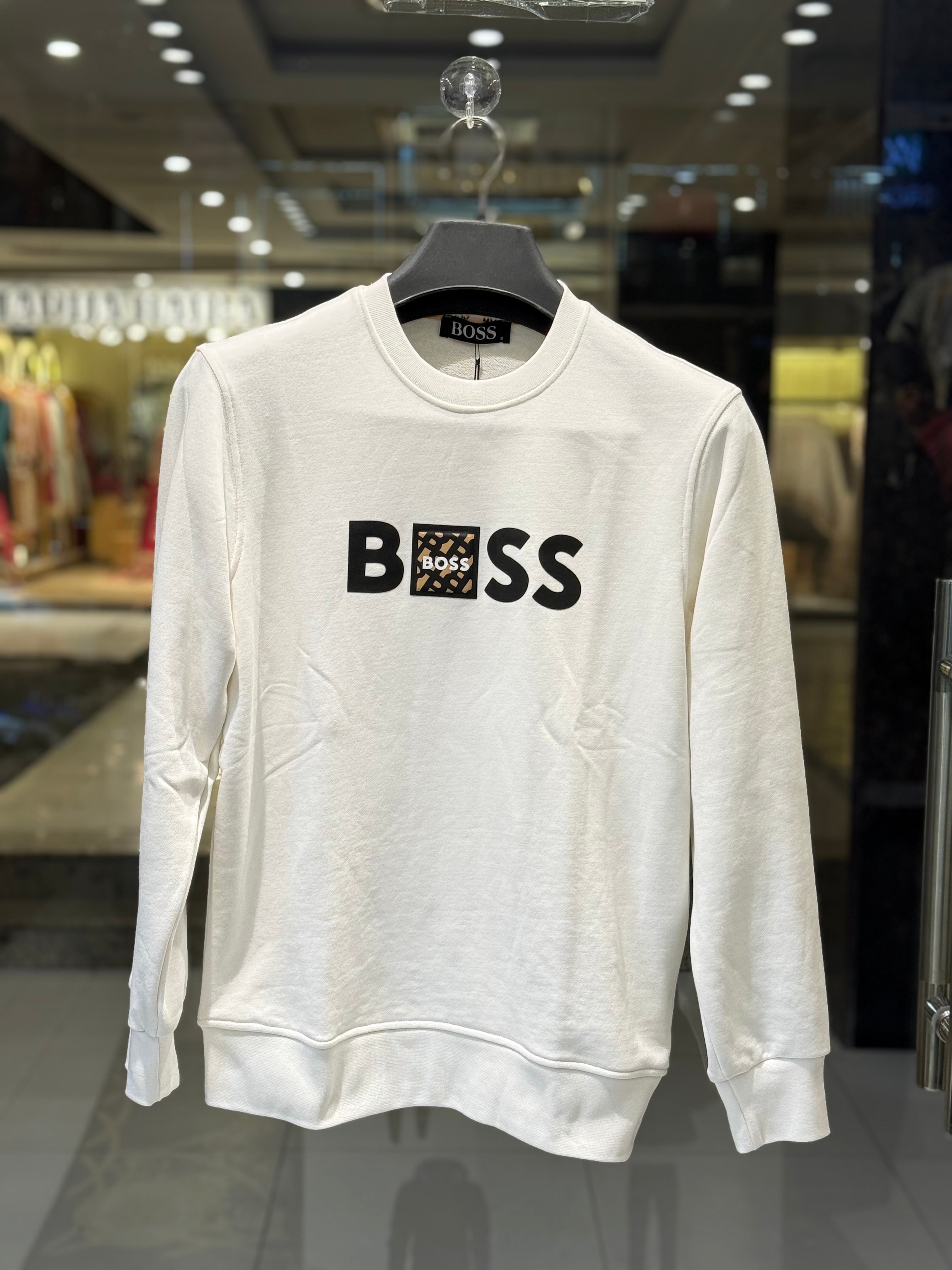 boss inspired minimalist white sweatshirt boss inspired minimalist white sweatshirt