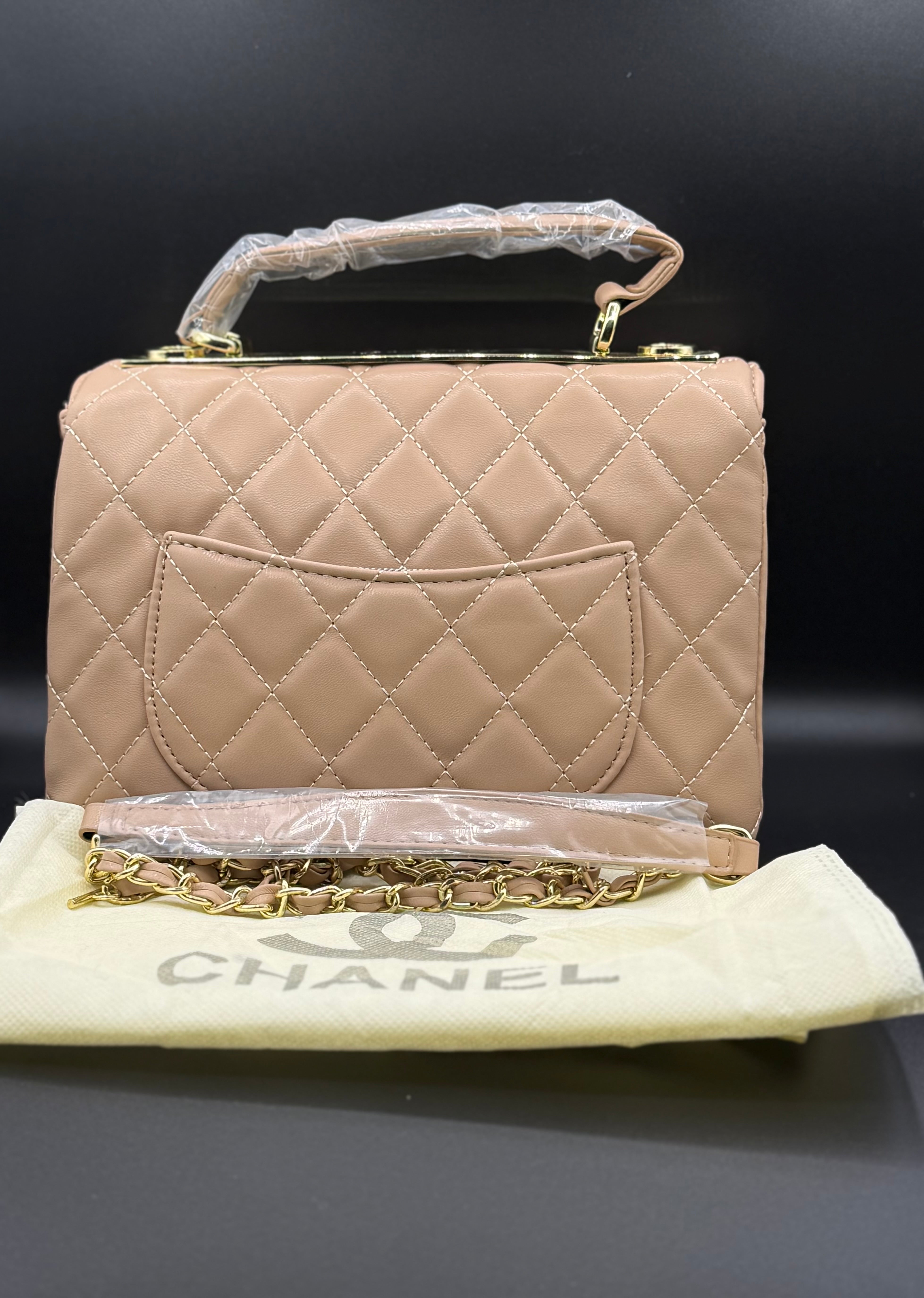 IMG_1599 Premium Chanel-Inspired Quilted Top Handle Flap Bag - Image 2