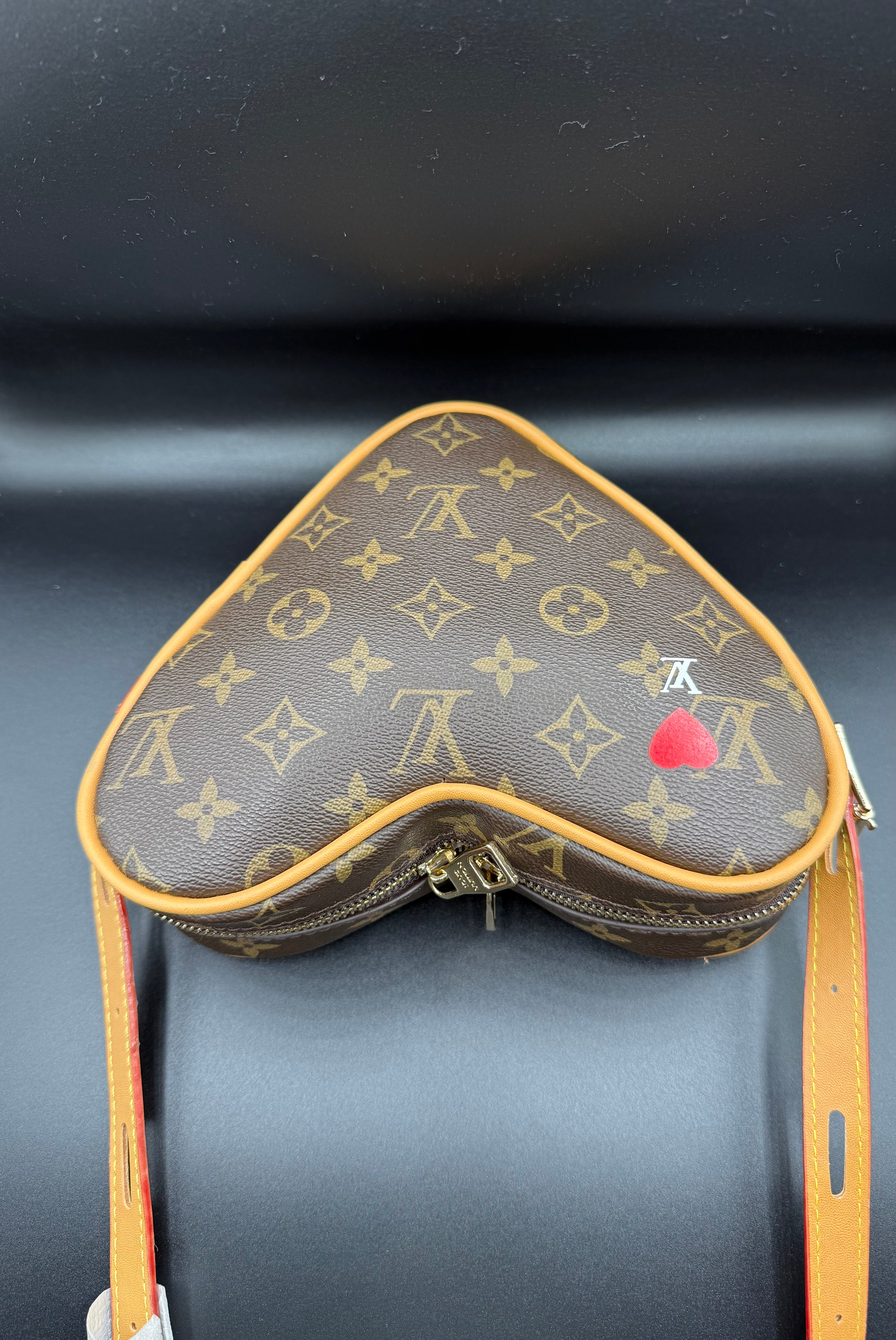 IMG_1647 LV-Inspired Monogram Coeur Heart-Shaped Crossbody Bag - Image 4