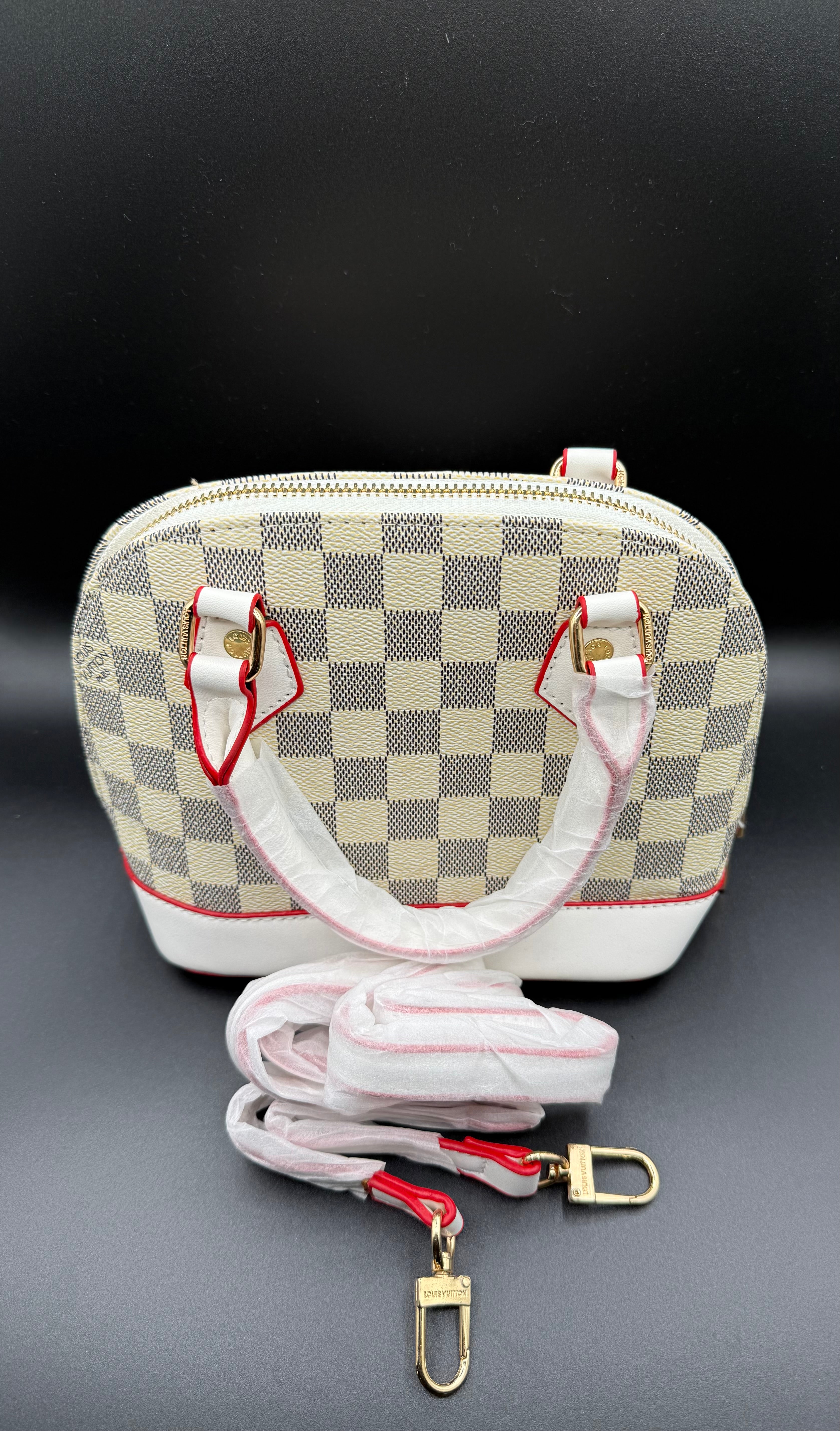 IMG_1657 LV-Inspired Damier Azur Alma BB Style Top Handle Bag