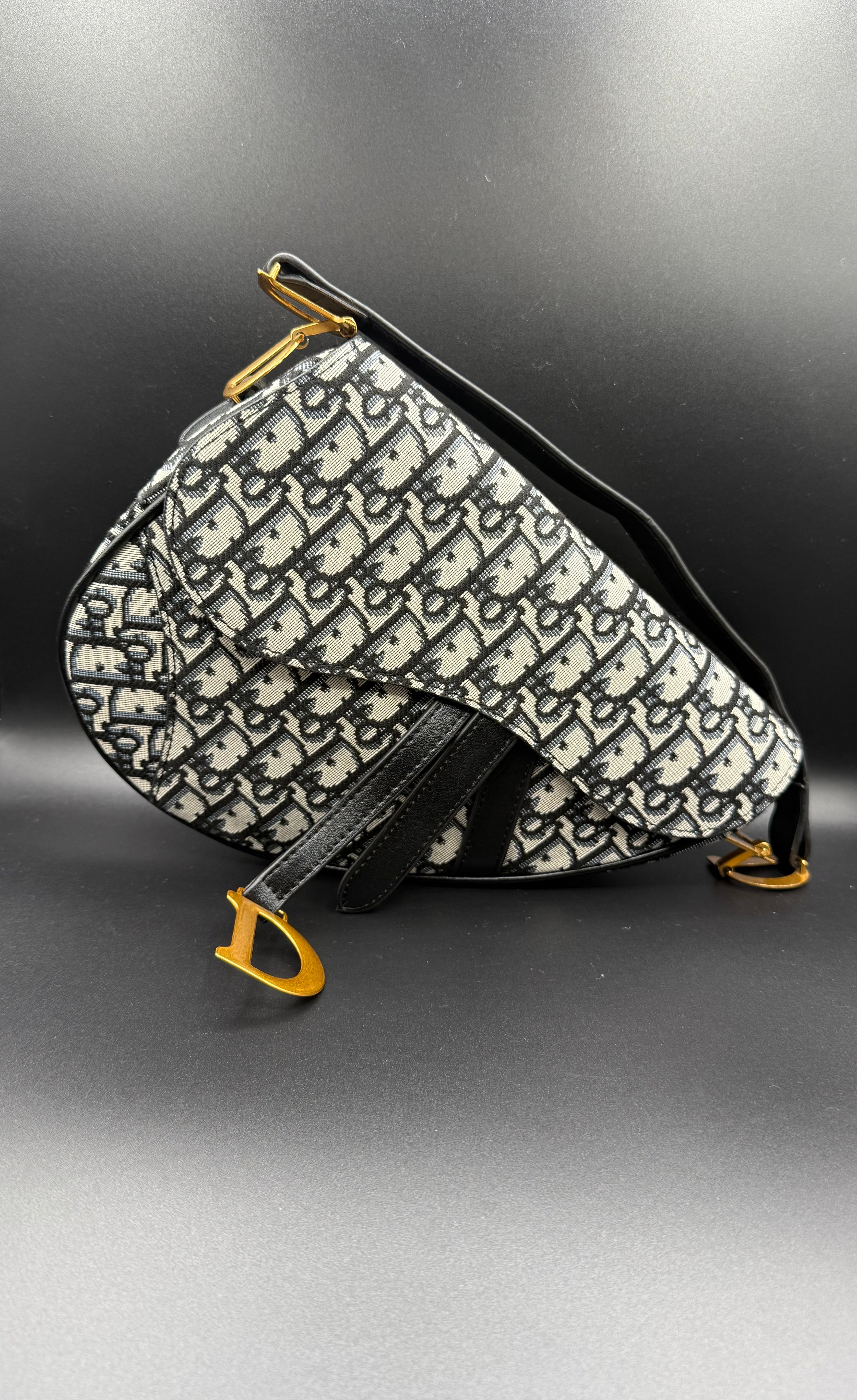 dior inspired oblique jacquard saddle bag with embroidered canvas strap dior inspired oblique jacquard saddle bag with embroidered canvas strap