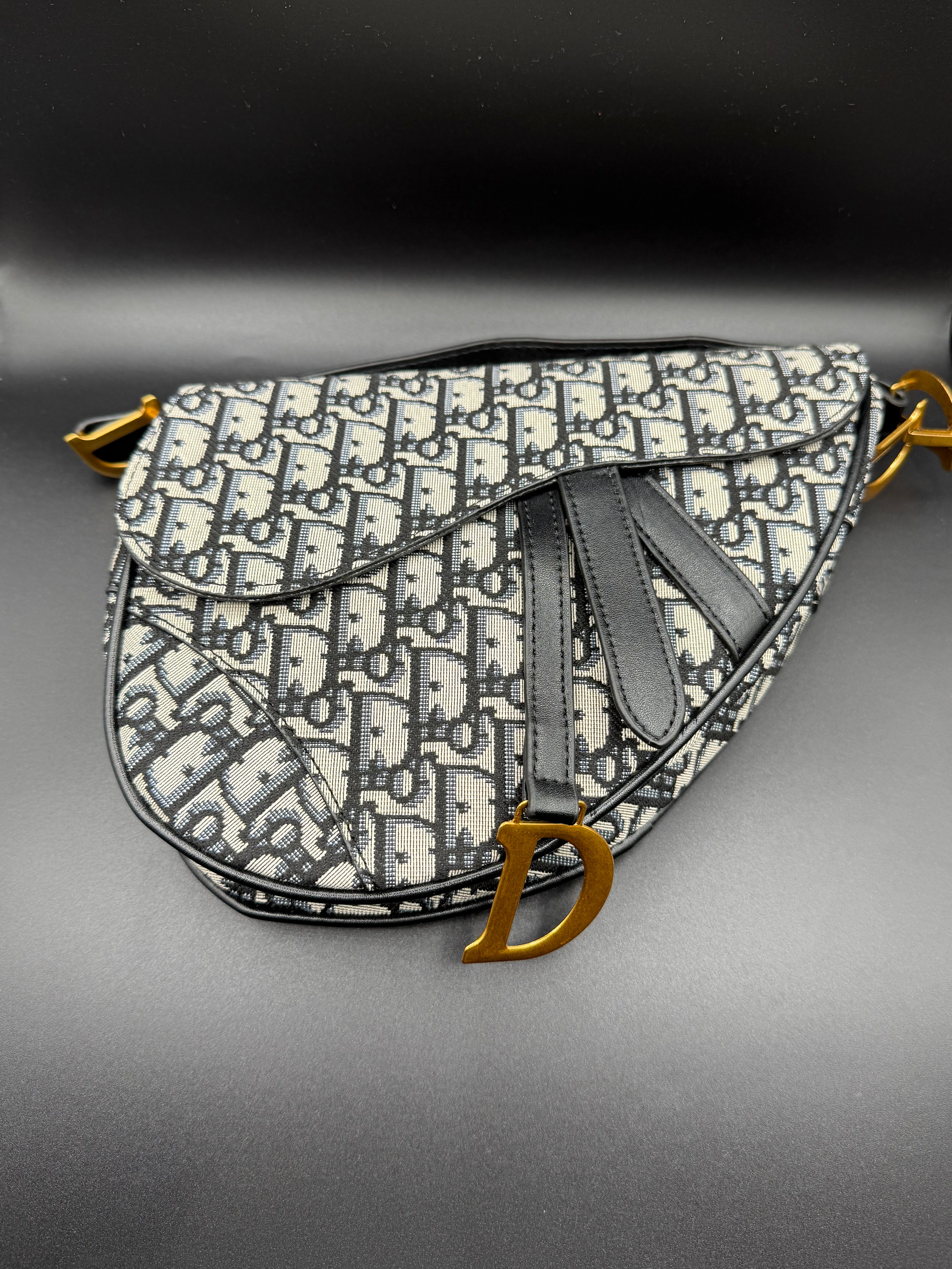 dior inspired oblique jacquard saddle bag with embroidered canvas strap dior inspired oblique jacquard saddle bag with embroidered canvas strap