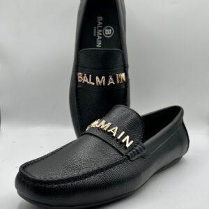 balmain inspired luxury men's leather driving loafers