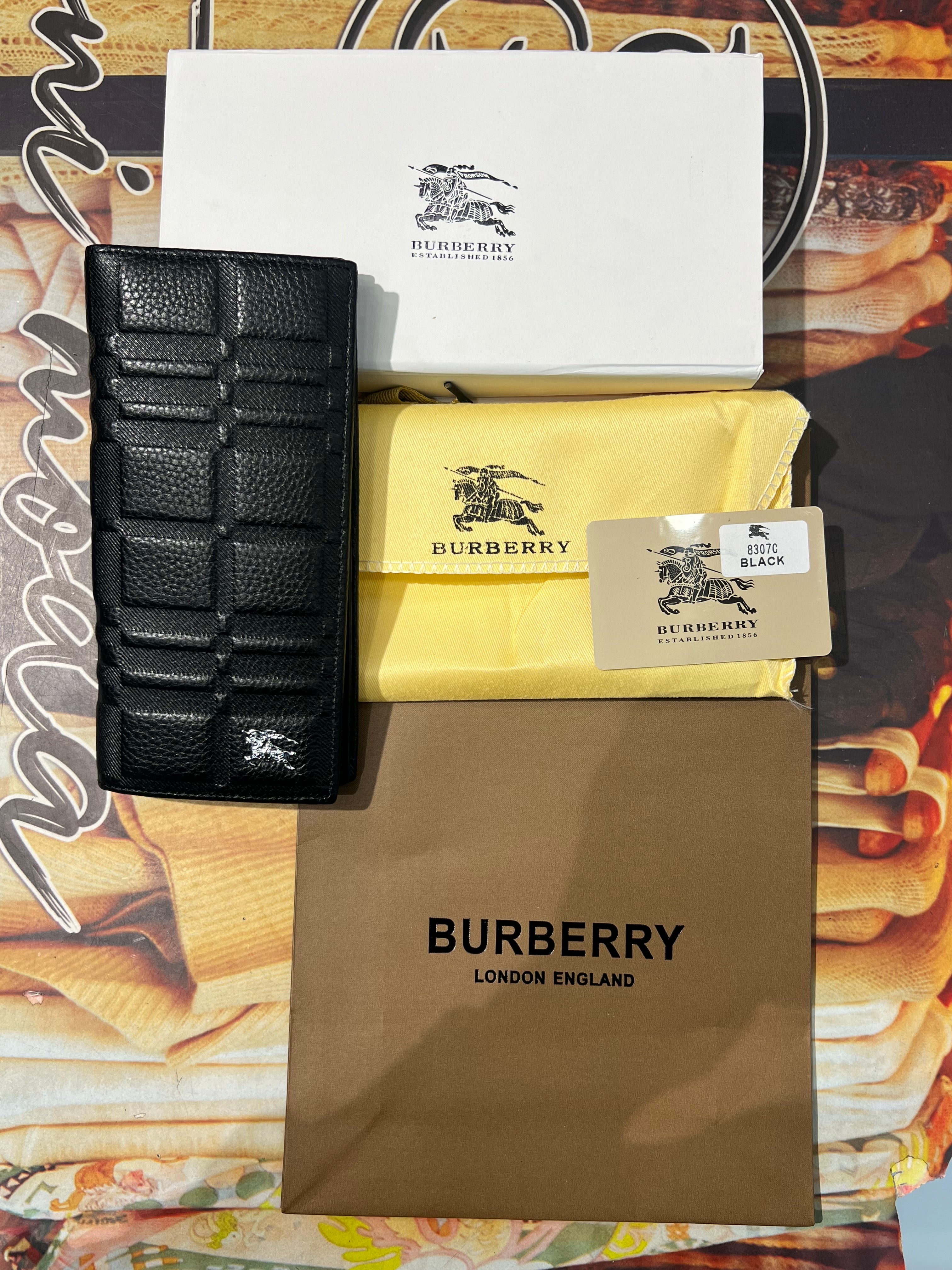 IMG_7644 Premium Burberry London Signature Check Embossed Leather Long Wallet