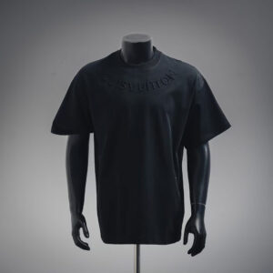 LV-Inspired Black Embossed Logo T-Shirt – Premium Cotton Streetwear by Sintone
