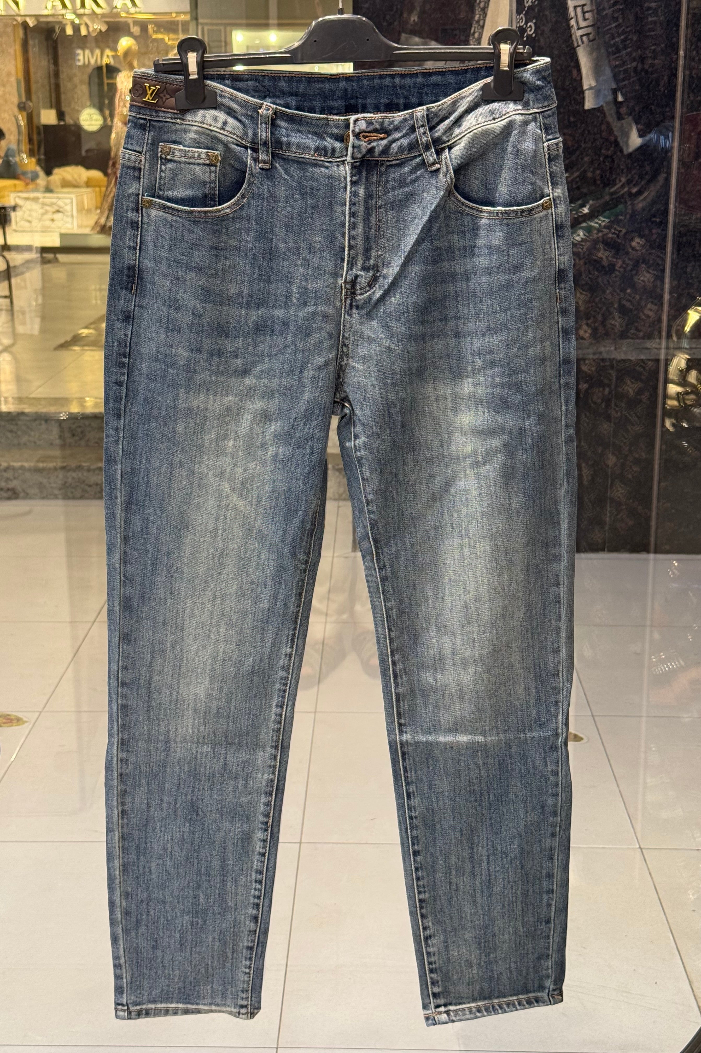 blue washed jeans – lv inspired logo pocket | luxury denim | sintone blue washed jeans – lv inspired logo pocket | luxury denim | sintone