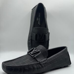 louis vuitton black damier graphite leather moccasins