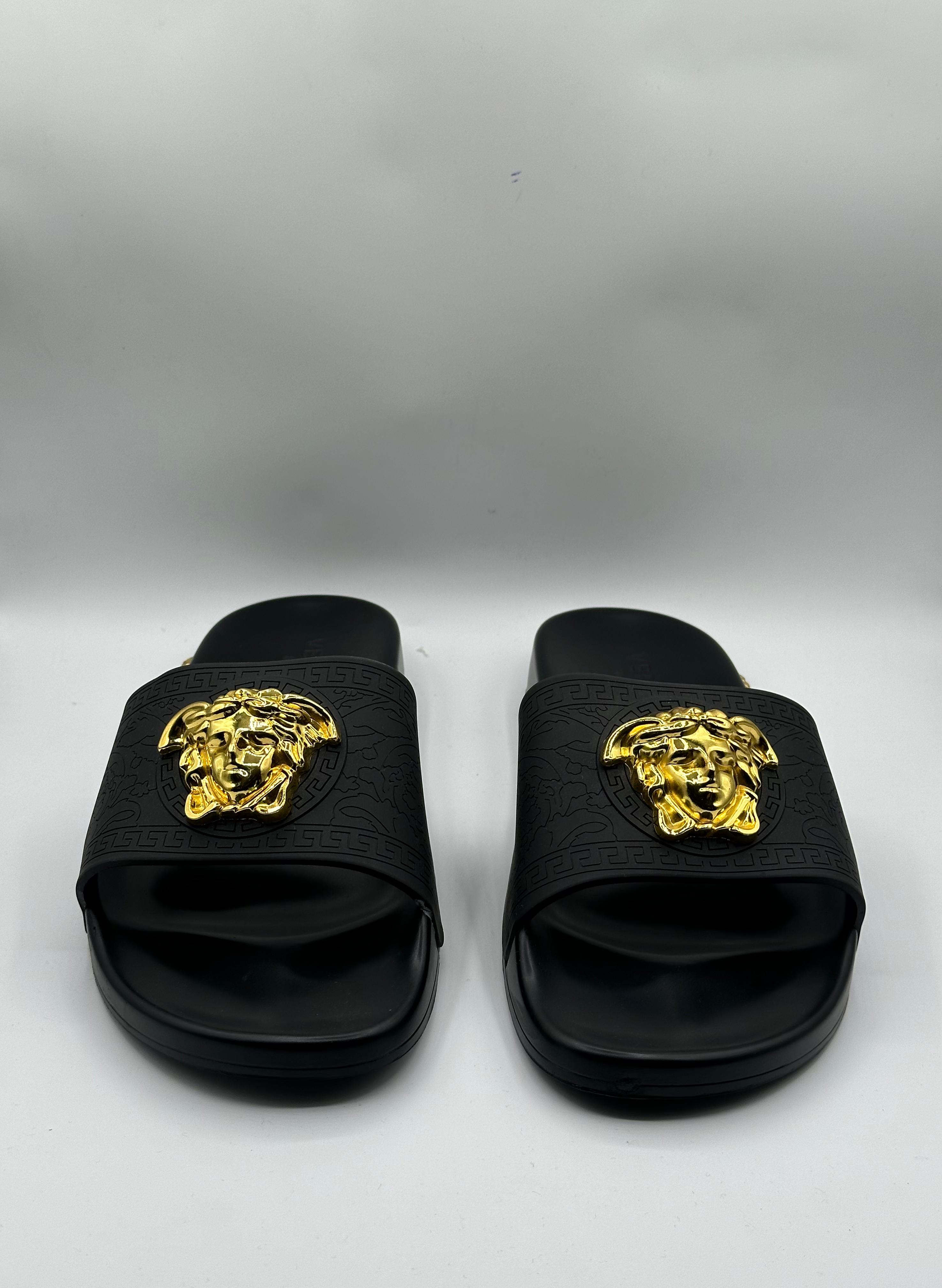 WhatsAppImage2024-09-28at19.18.33 Versace Premium Quality Black Slipper With Logo - Image 2