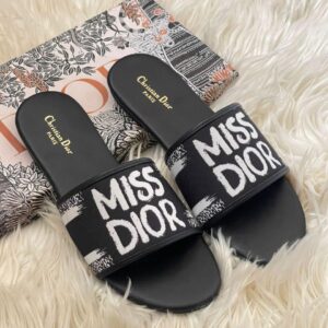 dior women flat blank printed slipper