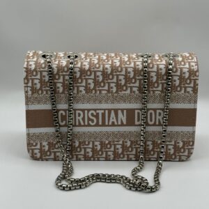 christian dior premium quality all over printed brown side bag