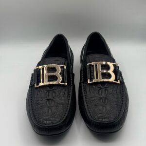 balmain high quality black loafer shoes
