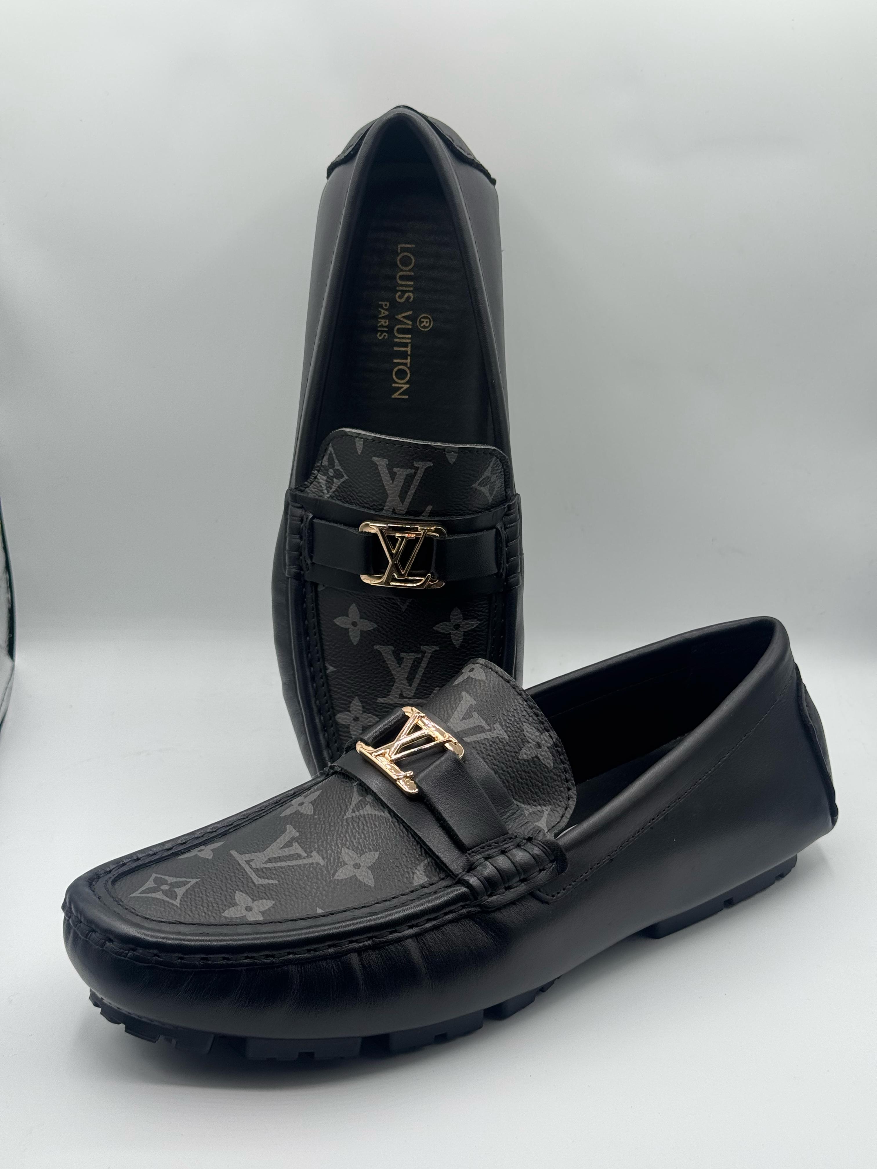louis vuitton black & gray high quality loafer louis vuitton black & gray high quality loafer