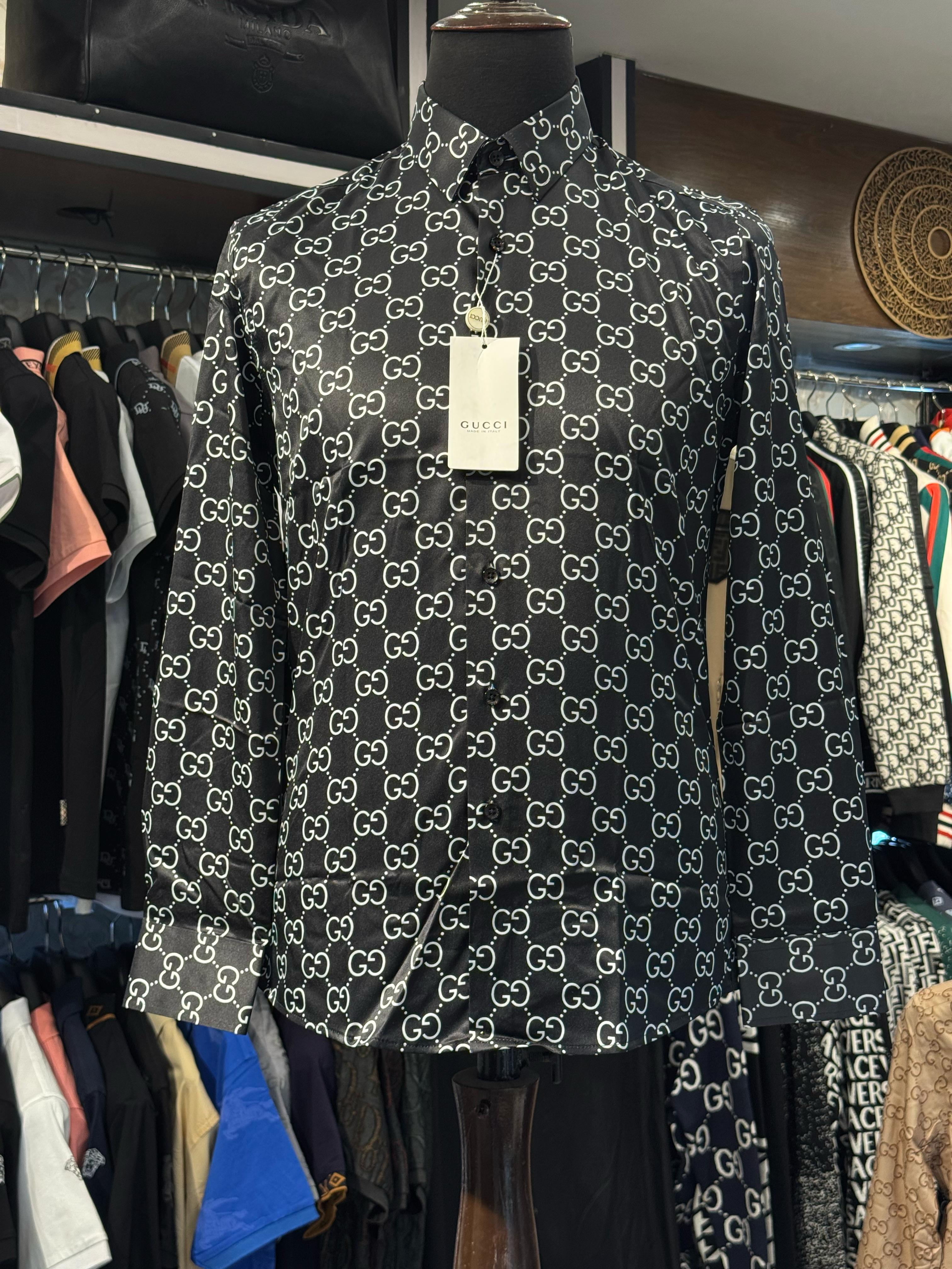 gucci premium quality all over printed black casual shirt gucci premium quality all over printed black casual shirt