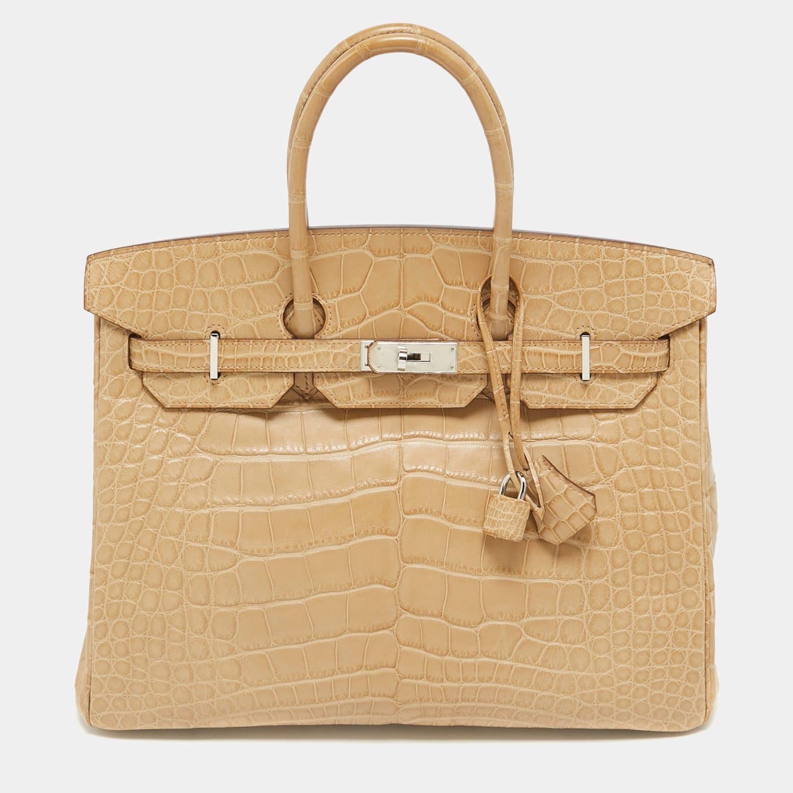 hermès birkin 35 desert sand gold beige crocodile leather bag hermès birkin 35 desert sand gold beige crocodile leather bag